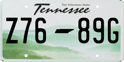 TN license plate Z7689G
