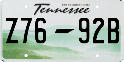 TN license plate Z7692B