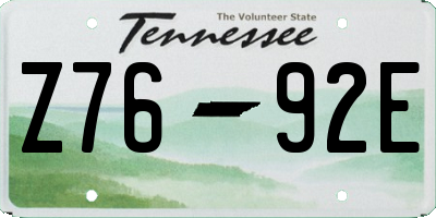 TN license plate Z7692E