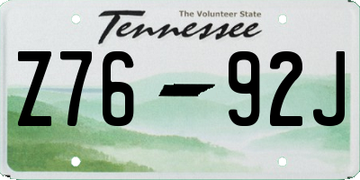 TN license plate Z7692J