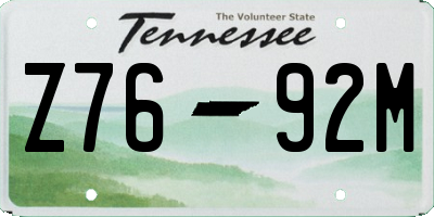TN license plate Z7692M