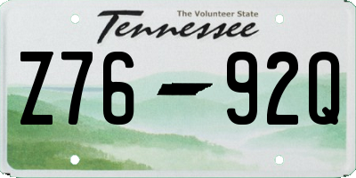 TN license plate Z7692Q