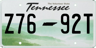 TN license plate Z7692T