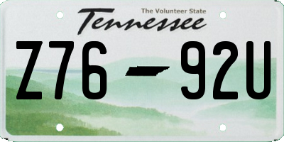 TN license plate Z7692U
