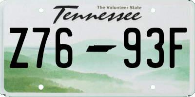 TN license plate Z7693F