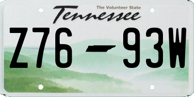 TN license plate Z7693W
