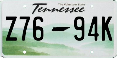 TN license plate Z7694K
