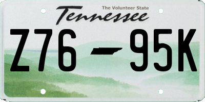 TN license plate Z7695K