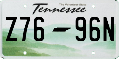 TN license plate Z7696N