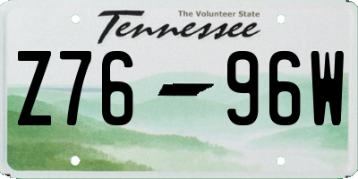 TN license plate Z7696W