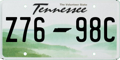 TN license plate Z7698C