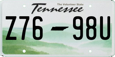 TN license plate Z7698U