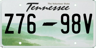 TN license plate Z7698V