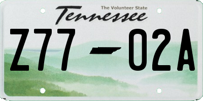 TN license plate Z7702A