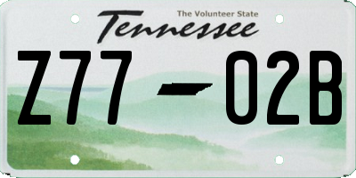 TN license plate Z7702B