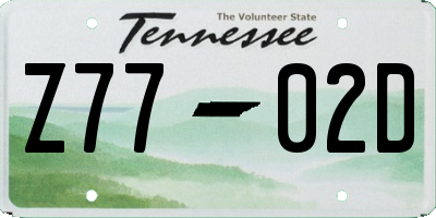 TN license plate Z7702D