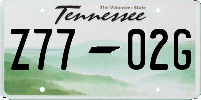 TN license plate Z7702G