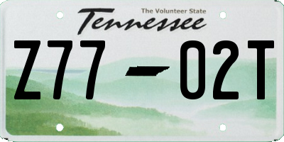TN license plate Z7702T