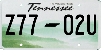 TN license plate Z7702U