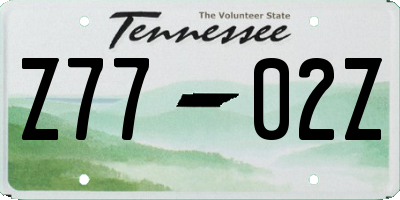 TN license plate Z7702Z