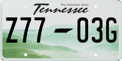 TN license plate Z7703G