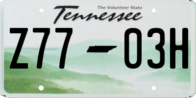 TN license plate Z7703H