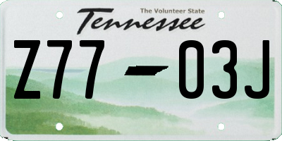 TN license plate Z7703J