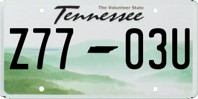 TN license plate Z7703U