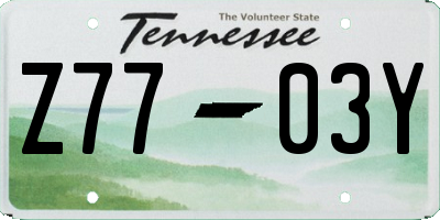 TN license plate Z7703Y