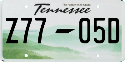 TN license plate Z7705D