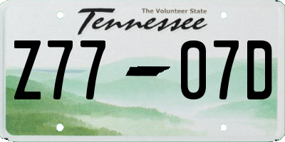 TN license plate Z7707D