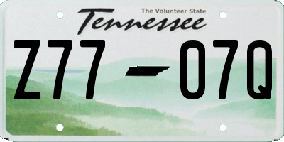 TN license plate Z7707Q