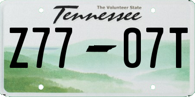 TN license plate Z7707T