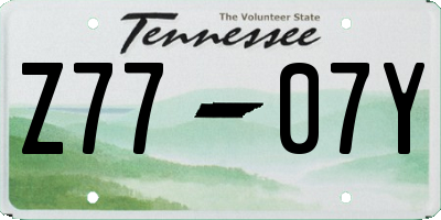 TN license plate Z7707Y