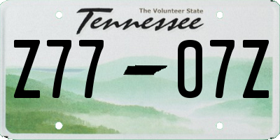 TN license plate Z7707Z