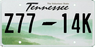 TN license plate Z7714K