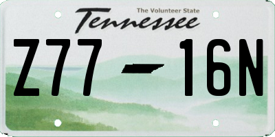 TN license plate Z7716N