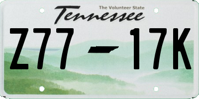 TN license plate Z7717K