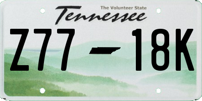 TN license plate Z7718K