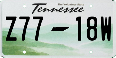 TN license plate Z7718W