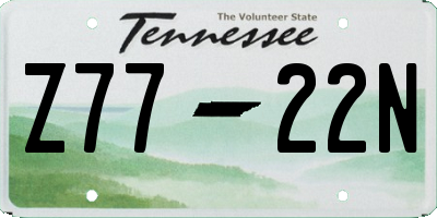 TN license plate Z7722N