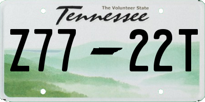 TN license plate Z7722T