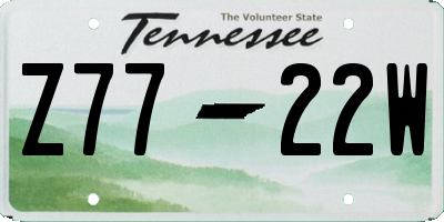 TN license plate Z7722W