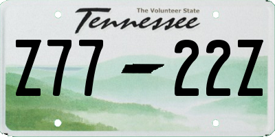TN license plate Z7722Z