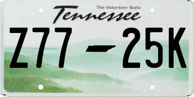 TN license plate Z7725K