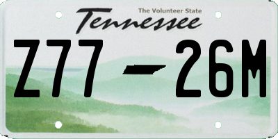 TN license plate Z7726M