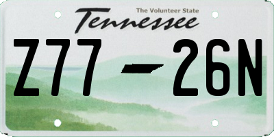 TN license plate Z7726N