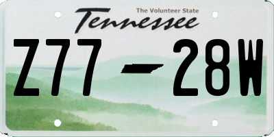 TN license plate Z7728W