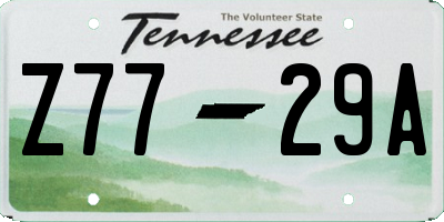 TN license plate Z7729A