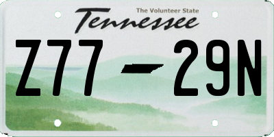 TN license plate Z7729N